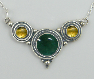 Sterling Silver Necklace Fluorite And Citrine